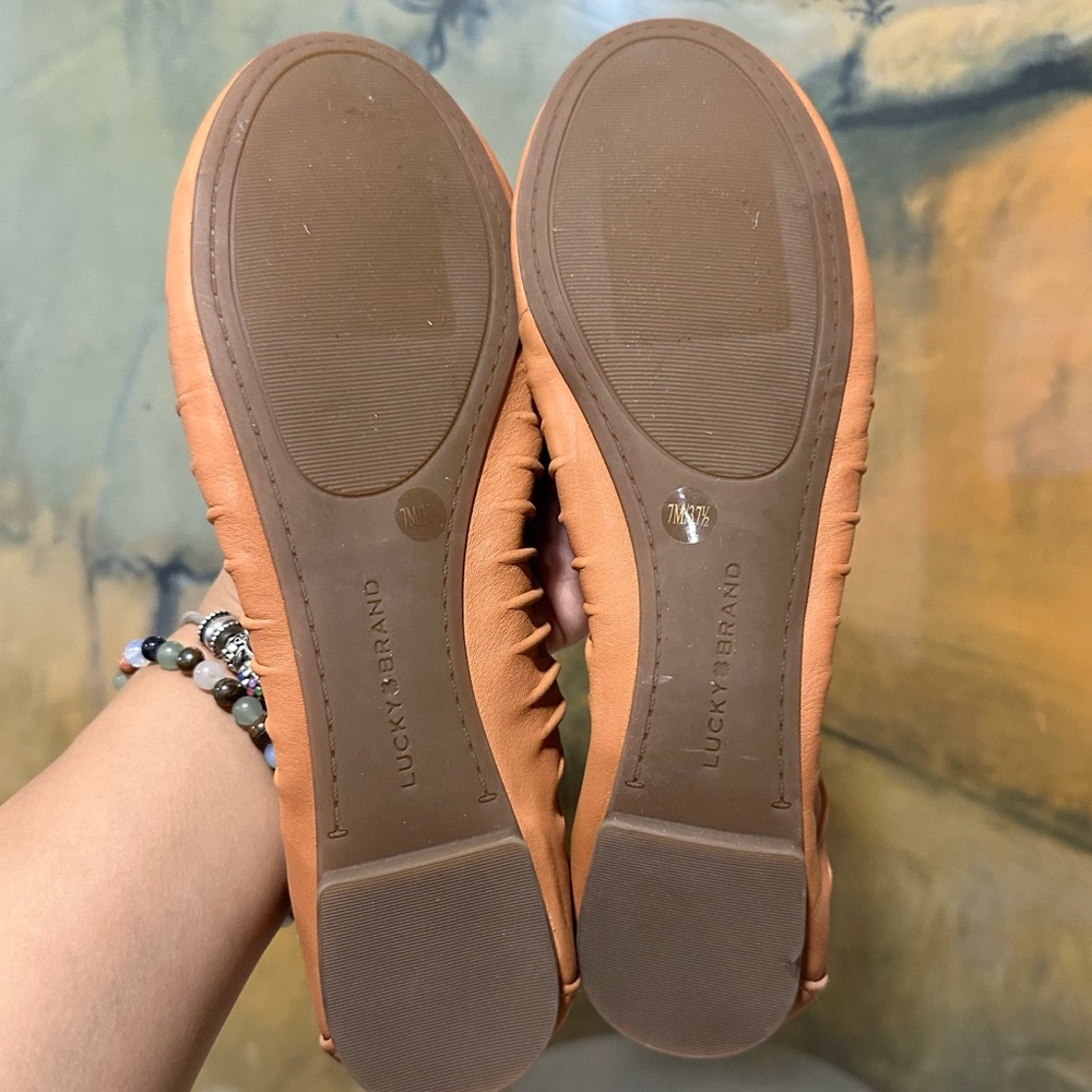 🌸LUCKY BRAND🌸 Erla Ballet Flat Orange Leather Flexible Flats Size: 7M - Picture 10 of 10